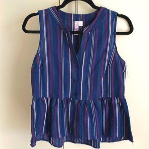 Alya button-front peplum cotton blouse